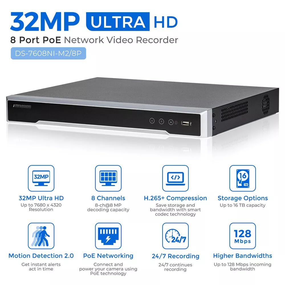 HIKVISION DS-7608NH-12/8P ネットワークビデオレコーダー Hikvision DS-7608NI-I2/8P-12TB 8 Channel 12MP NVR