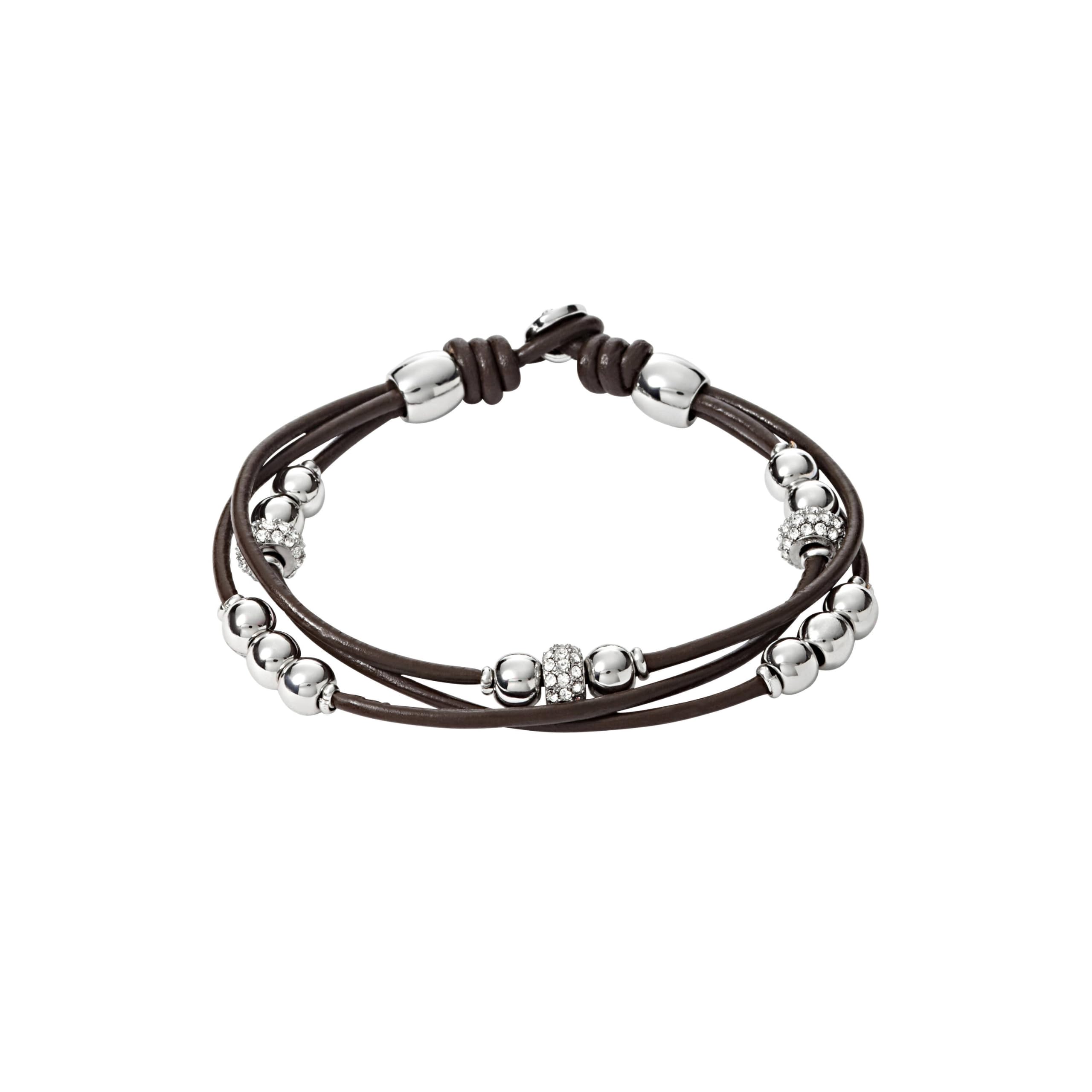Fossil Bracciale da donna in vera pelle con chiusura a bottone
