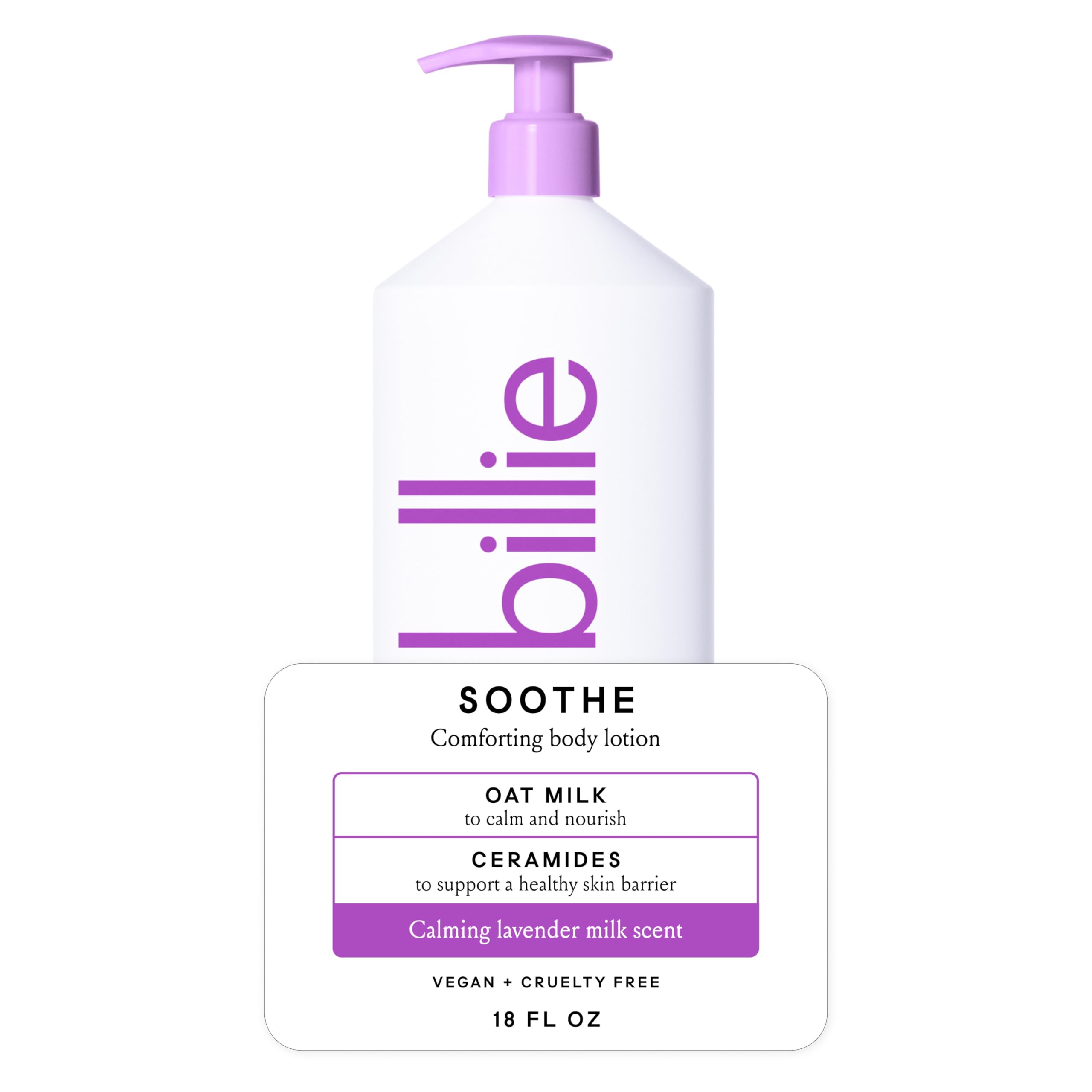 Billie Soothe Comforting Body Lotion, Oat Milk + Ceramides, 18oz