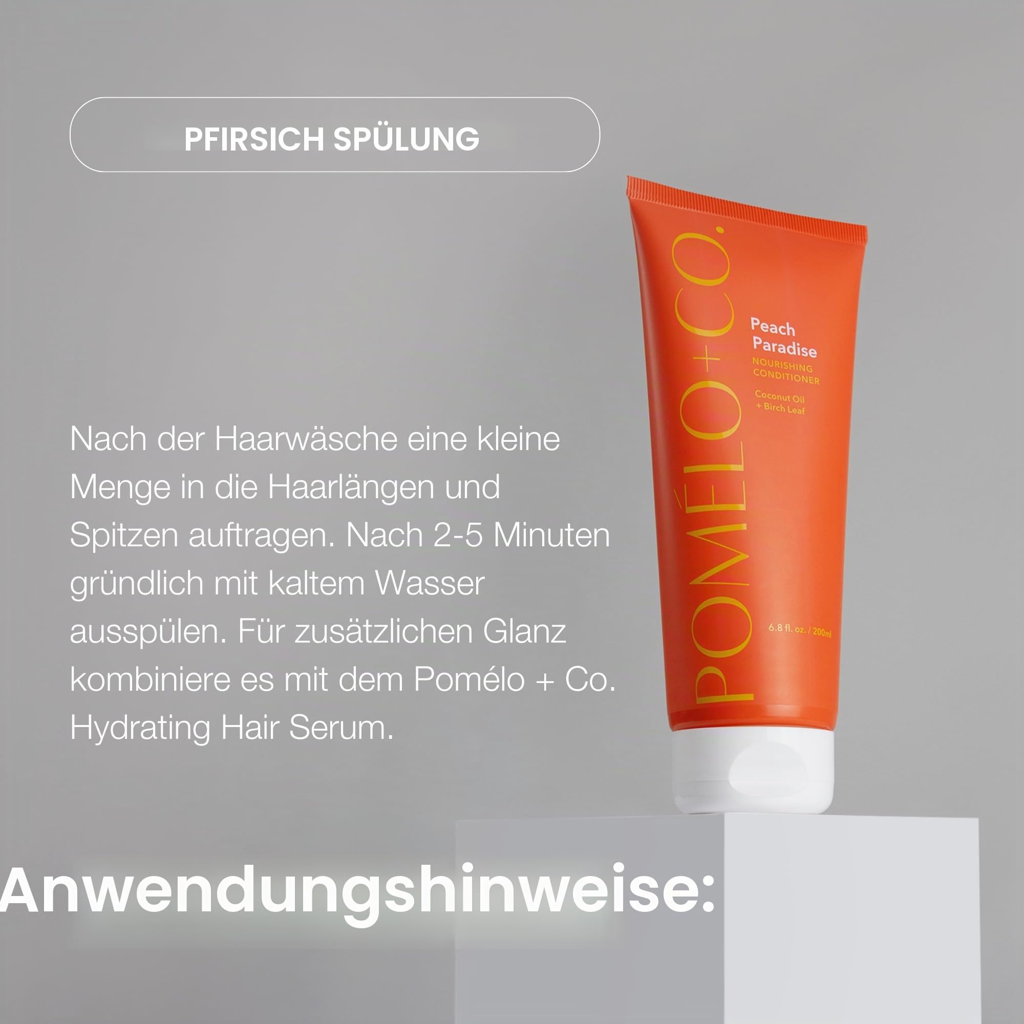 Pomélo+Co. Peach Routine Set - Haarmaske Shampoo Conditioner und Gloss | Feuchtigkeitsspendende Haarkur zur Splissversiegelung - veganes Haarpflege Paket für trockenes und geschädigtes Haar