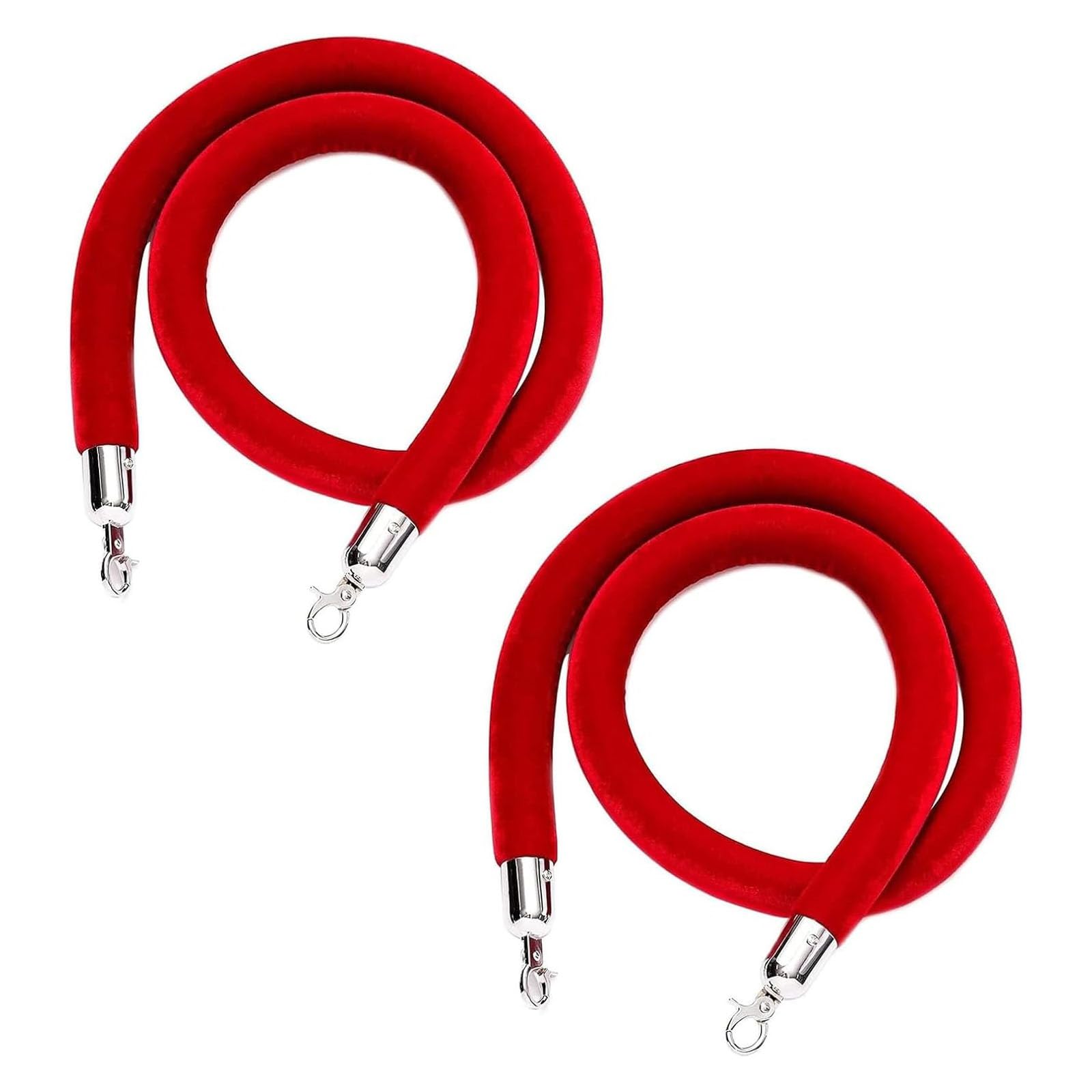 Ghkryd Red Barrier Rope, Crowd Control Barriers For Stanchion Posts Queue Pole,Rope Safety Barrier With Silver Hooks(,2.5M)