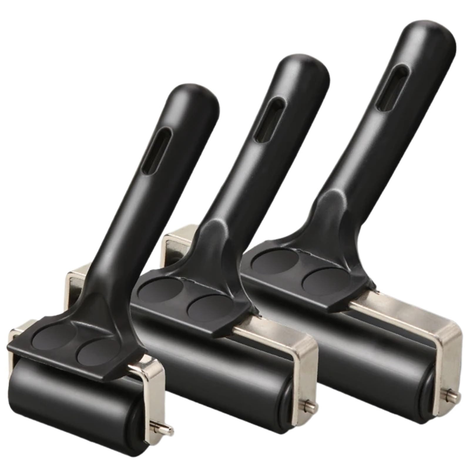 Rubber Roller 3-Pack Printmaking Brayers Brayer Rollers for Crafting,Hard Rubber,Ink Paint Brush for Wallpapers Stamping Gluing Application