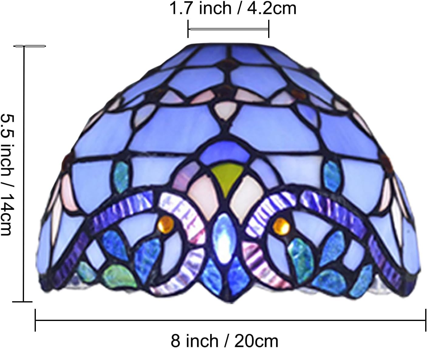 Baroque Tiffany Lamp Shade Replacement 8 Inch Vintage Stained Glass Lampshades Only 1-5/8-Inch Fitter Opening for Wall Lamp Arched Floor Lamp Pendant Light Ceiling Fixture Room Decoration