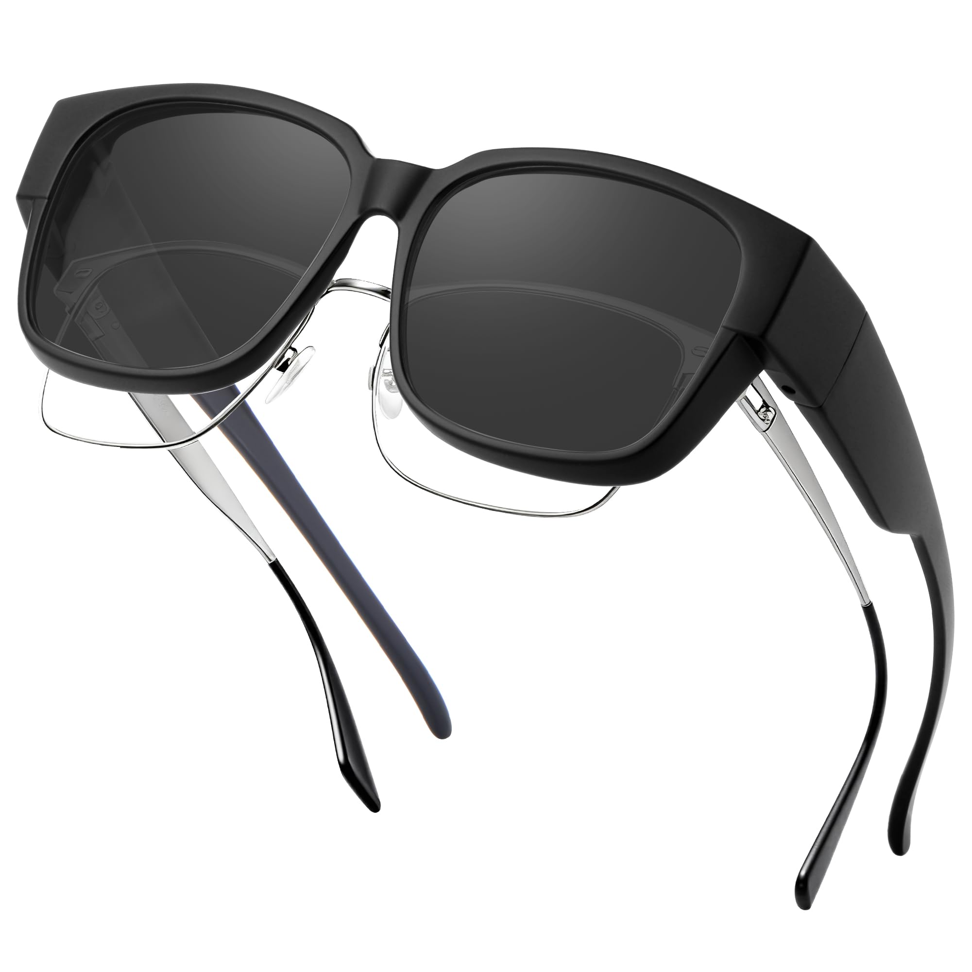 Okulary przeciwsłoneczne Polarised Fit Over Glasses – okulary przeciwsłoneczne z ochroną UV400, okrągłe, przeciwodblaskowe, na receptę, do jazdy samochodem, wędkowania i uprawiania sportów