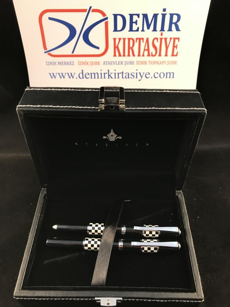 Steelpen Force Serisi 8601 Siyah Beyaz Dolma Kalem+Tükenmez Kalem
