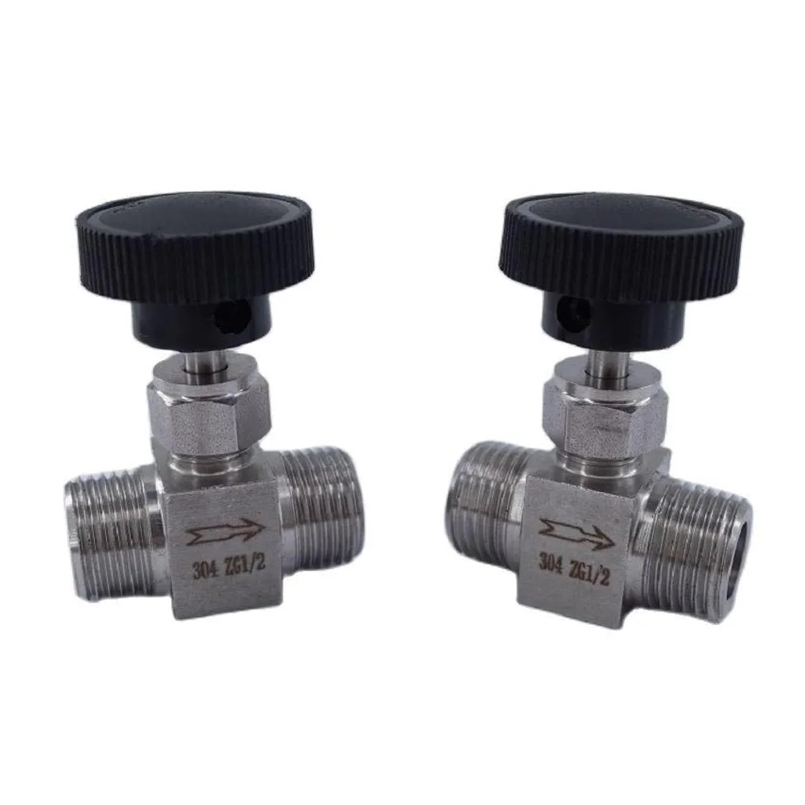 Hydraulisches Zweiwege-Drosselventi Verstellbares Nadelventil 1/8", 1/4", 3/8", 1/2", Außengewinde, Edelstahl 304, Durchflussregelung, gerade Nadel(1/2")
