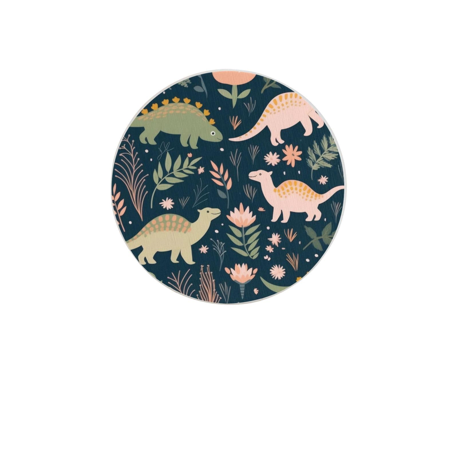 Cute Dinosaur Absorbent Drink Coasters Diatomaceous Round Coaster 4 Inch Reusable Cup Coasters Set 4pc