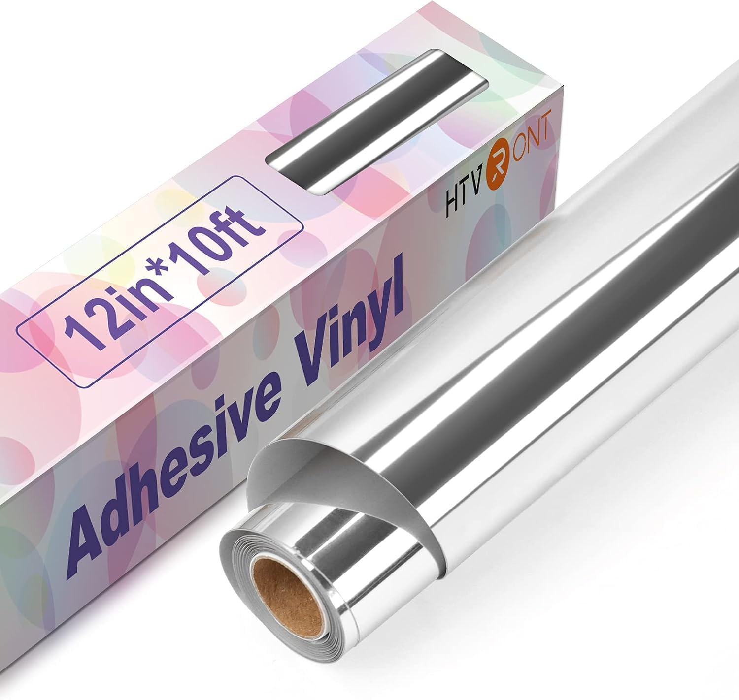 HTVRONT Silver Chrome Permanent Vinyl - 30.5 x 305 Mirror Metallic Silver Adhesive Vinyl Compatible with Cricut Cutting Machine - Easy to Weed & Transfer