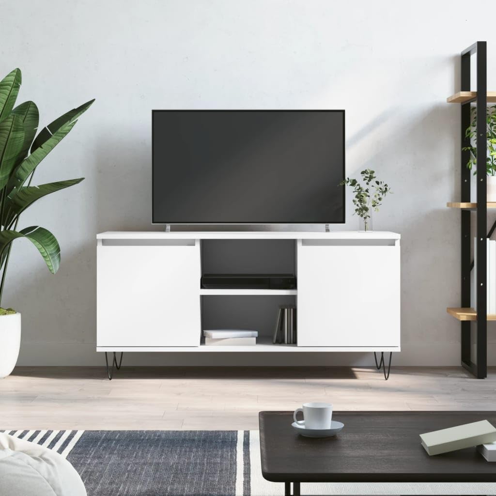 Homgoday Szafka pod telewizor drewno inżynierskie białe 104x35x50 cm, szafka pod telewizor salon jadalnia stół kawowy telewizor sprzęt muzyczny szafa meble telewizor meble typ 1