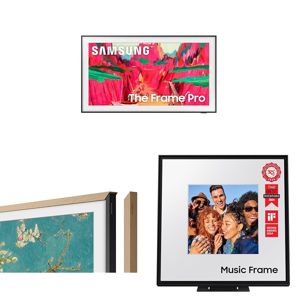 Samsung 85-Inch The Frame Pro 4K Neo QLED Smart TV 2025 Modern Teak Frame Bezel 55-Inch LS60D Music