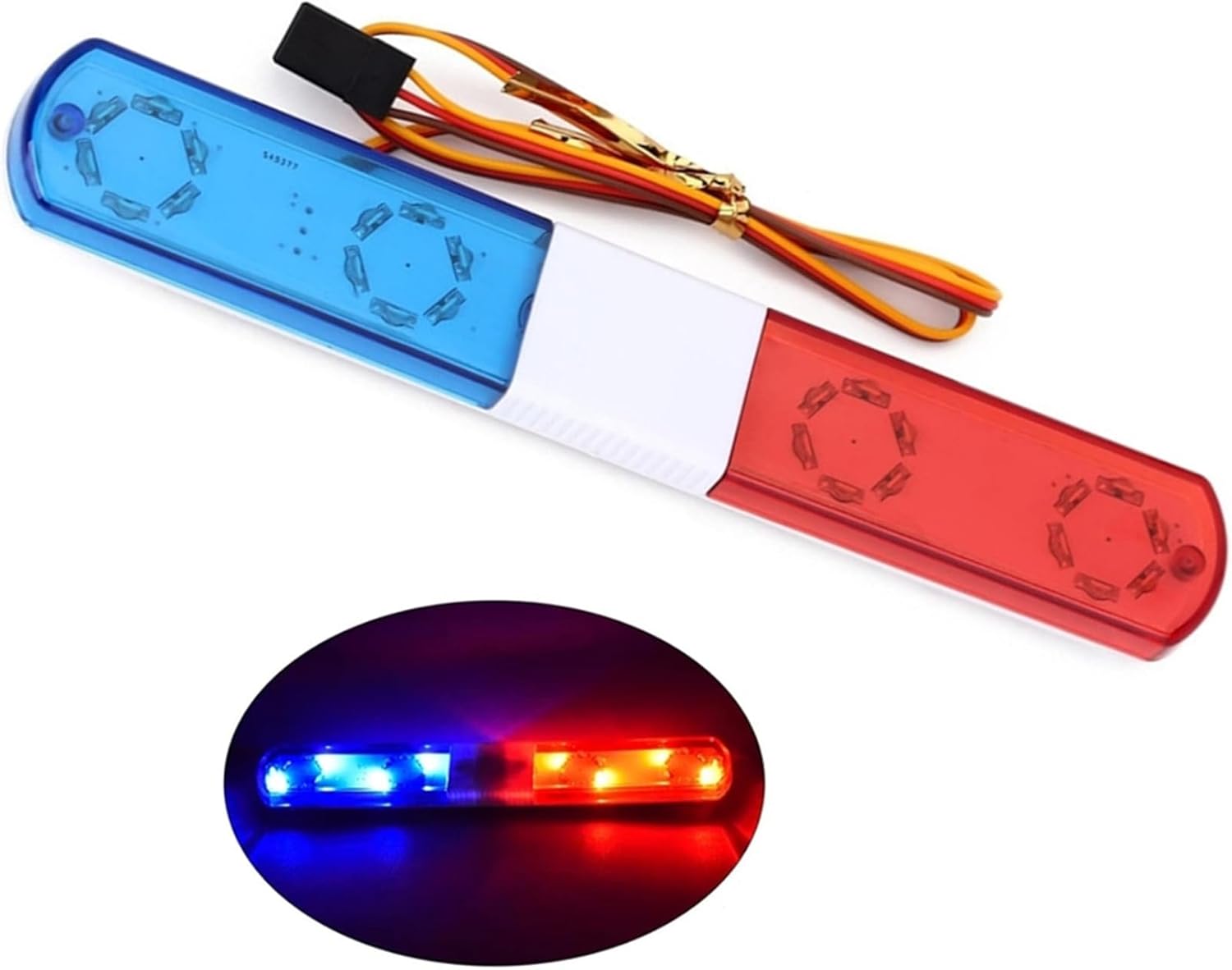 1/10 RC Car Simulation Police Lights Multi-Function Flash LED Lamp Nine Flashing Light Modes for 1/8 Crawler Off Road Rally Truck Cars HSP Traxxas Tamiya RC4WD Axial Arrma (Blue&Red 145mm)