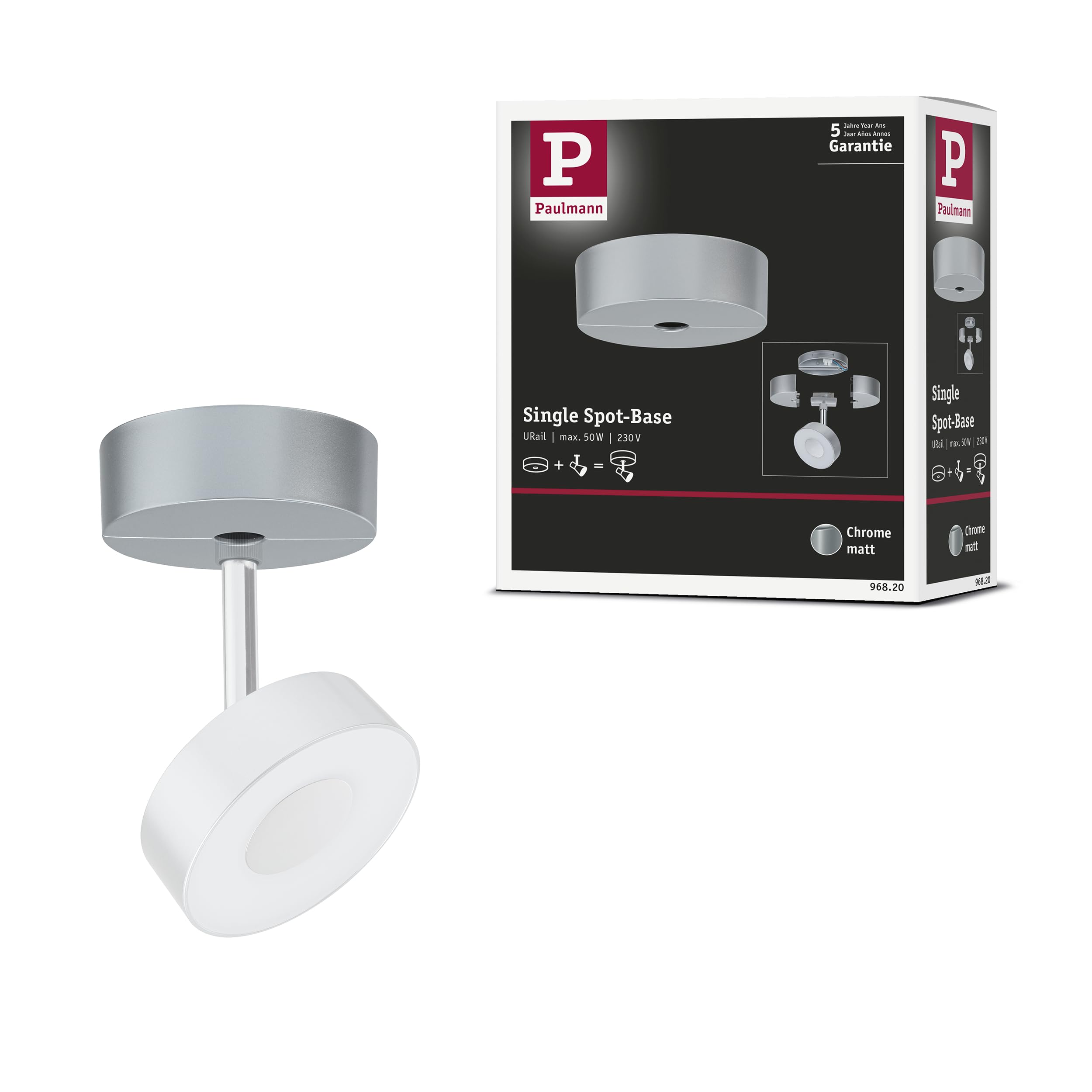Paulmann 96820 Base URail Rail spot max. 50W 230V Chrom Rail System