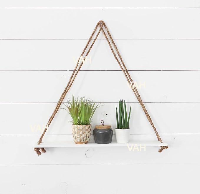 VAH Kya Bat Hai !! AH Wall Hanging Wood Floating Rustic Rope Plant