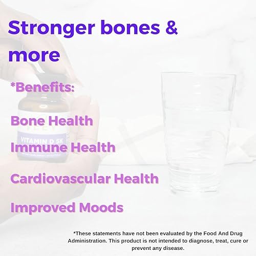 Miniatura 4 de Veev Vitamina D 5K  5000 UI de suplemento de vitamina D3 con vitamina K1 y K2 para dientes más fuertes huesos cardiovasculares e inmunes