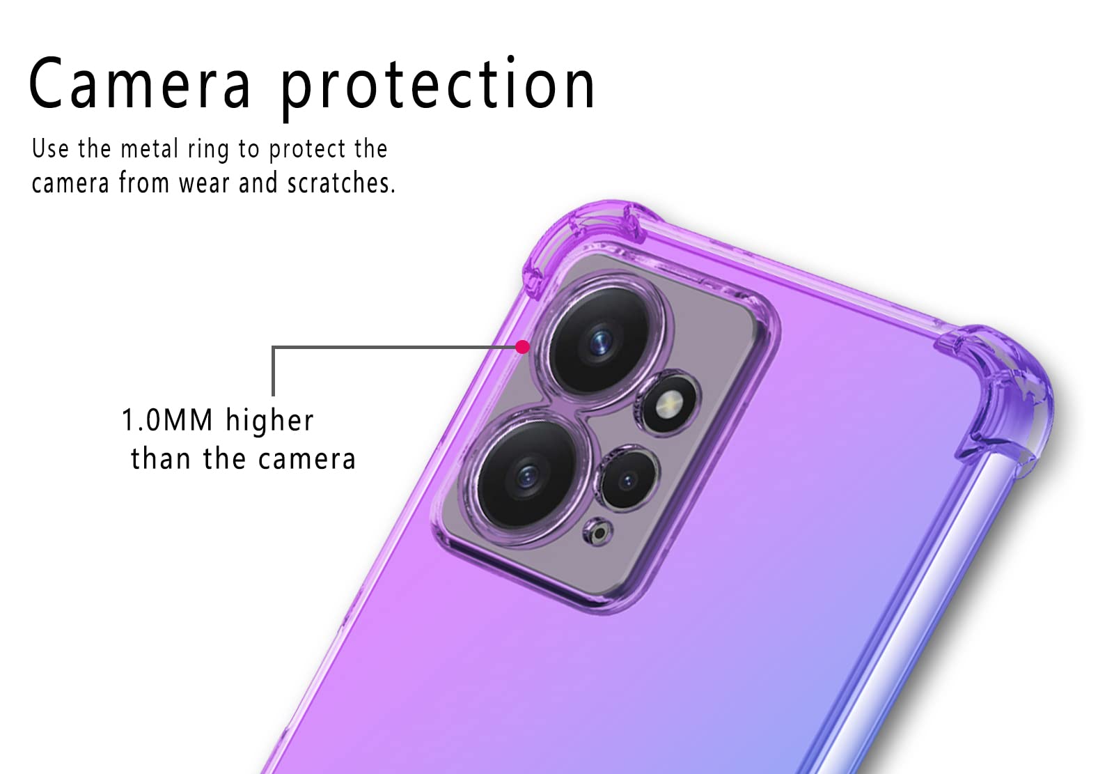 HAOYE Cover per Xiaomi Redmi Note 12 (4G Version) + 2 Vetro Temperato, Custodia in Trasparente TPU, [Rinforzare la con Angoli] Custodia Silicone Morbida Ultra Sottile Case (Rosa/Oro