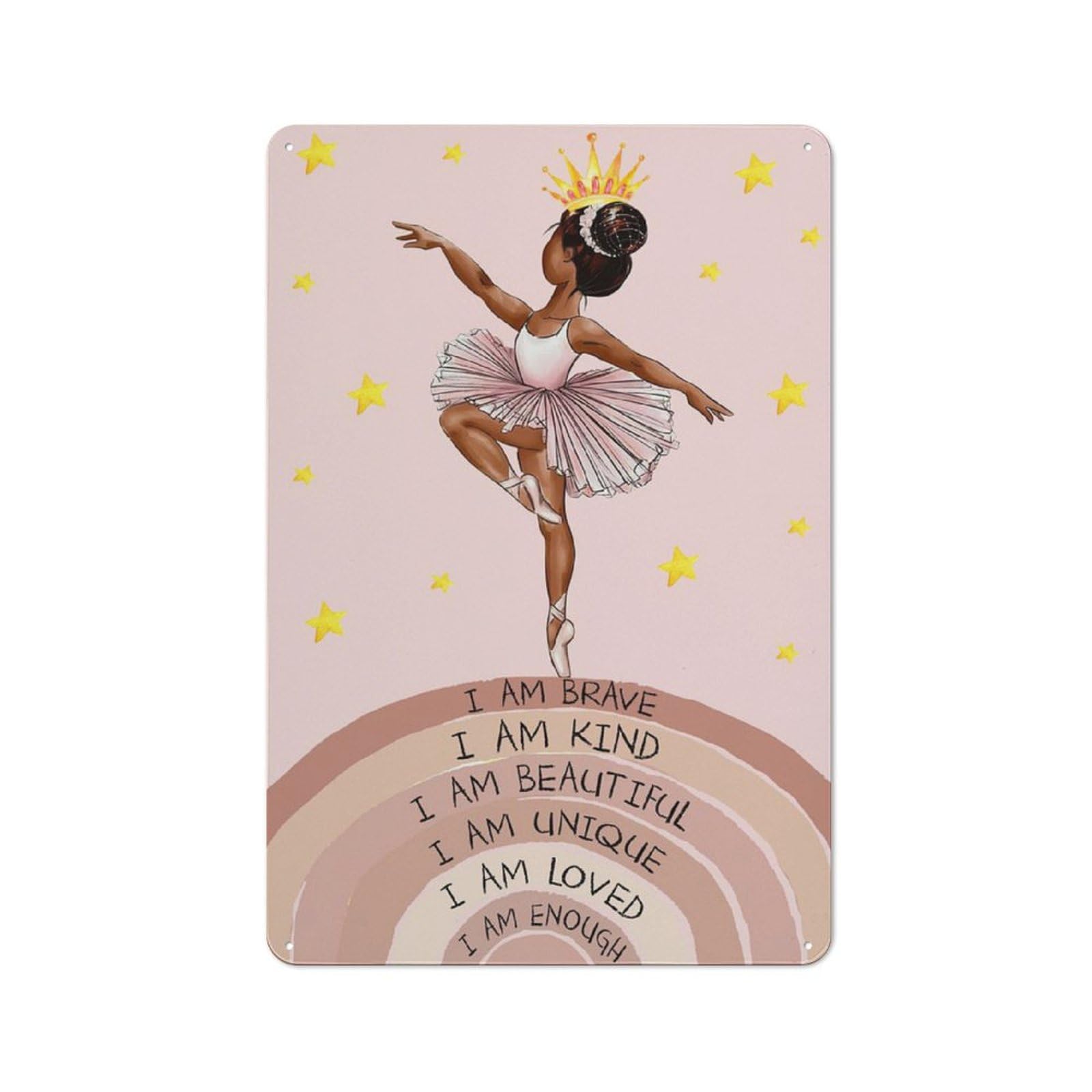 kisoyo Rustic Metal Tin Sign Ballet I Am Brave Vertical Poster Vintage Home Bathroom Wall Decor Plate Plaque Metal Sign Birthday Anniversary Housewarming Gift for Women Men 8x12 Inch