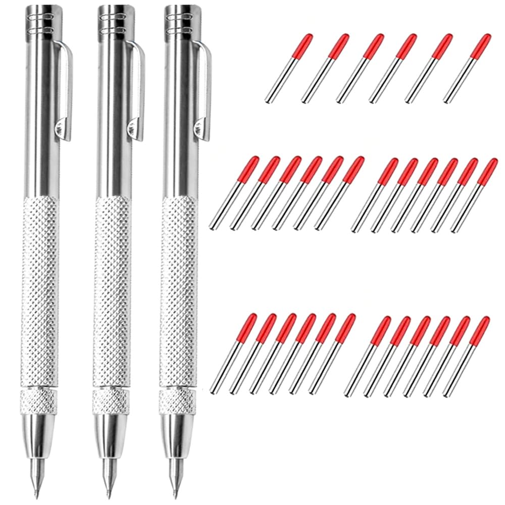 Tungsten Carbide Scriber Tool with Magnet with Extra 30 Replacement Marking Tip Engraving Pen for Metal, Wood Glass, Plastic and Ceramics