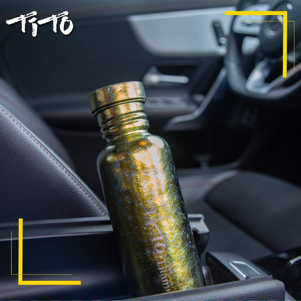 TiTo Titanium Sports Bouteille d'eau Avec Couvercle en Titane Réutilisable D'eau Sport Anti-Fuite Ecologique Gourde Sport pour Fitness Vélo Camping Randonnée Adulte Water Bottle(Bleu 420 ml)