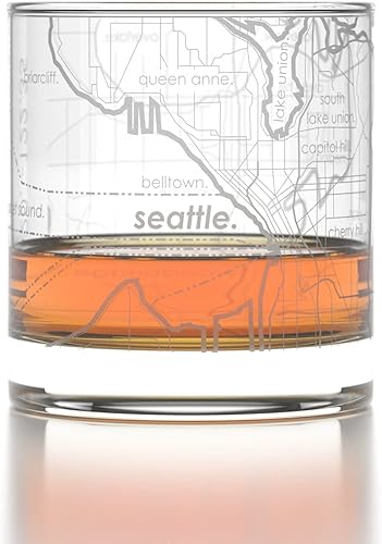 Vista 393 de Well Told Vaso grabado de Washington DC Map Rocks, vidrio de whisky antiguo (11 onzas, transparente), regalo para los amantes del whisky 147-Claro