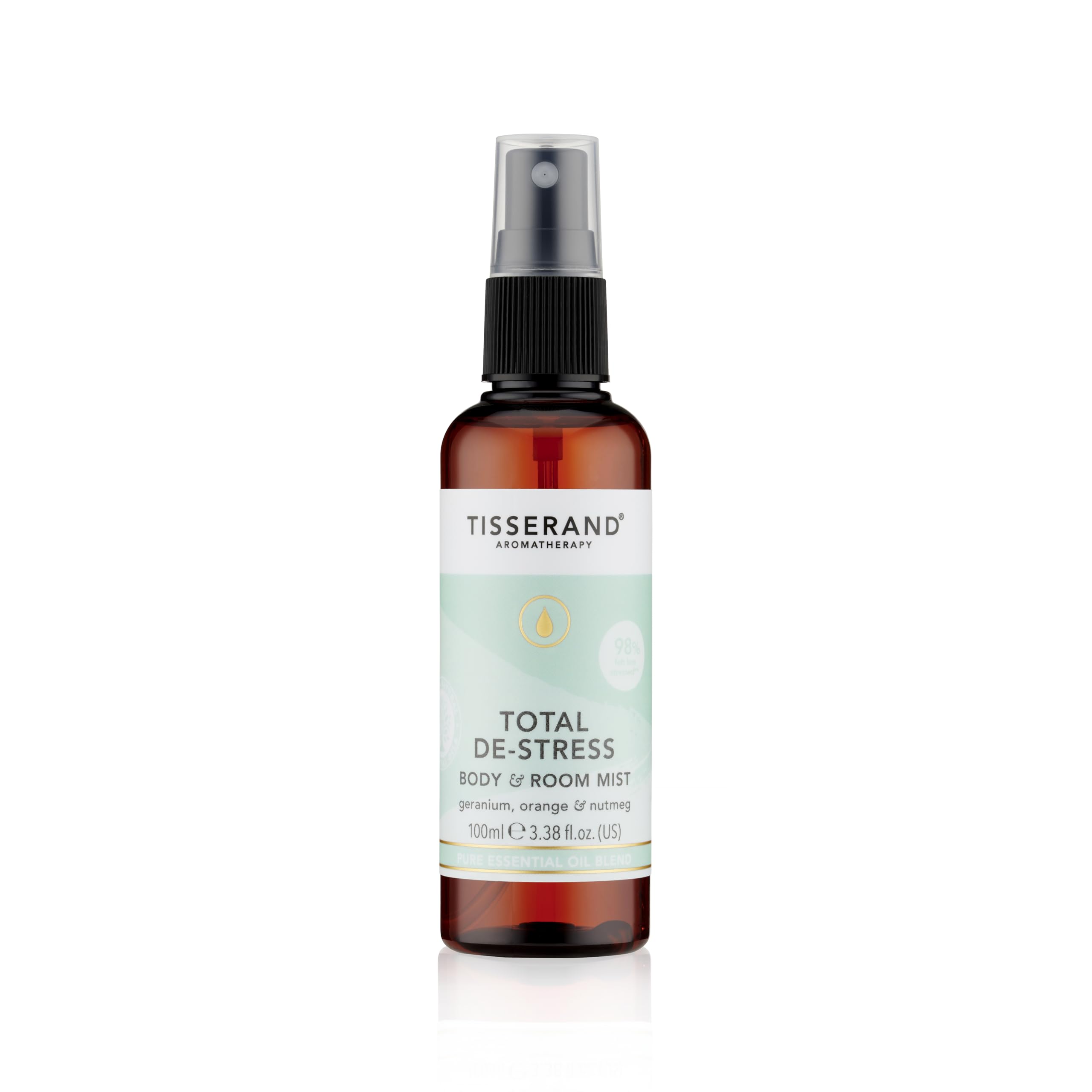 Tisserand Aromatherapy - Total De-Stress - MoodFix Mist - Orange, Geranium, Nutmeg - 100% Natural Pure Essential Oils - 100ml - Calming Mist Spray