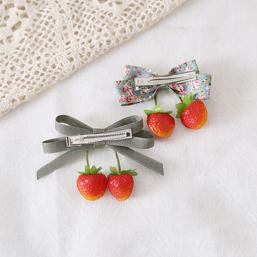 Amazon.co.jp: バレッタクリップ イチゴ リボン 髪飾り 女の子 花柄