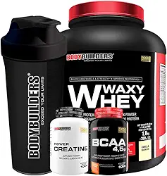 Kit Waxy Whey 2kg + BCAA 4,5 100g + Power Creatina 100g + Coqueteleira – Bodybuilders (Baunilha)