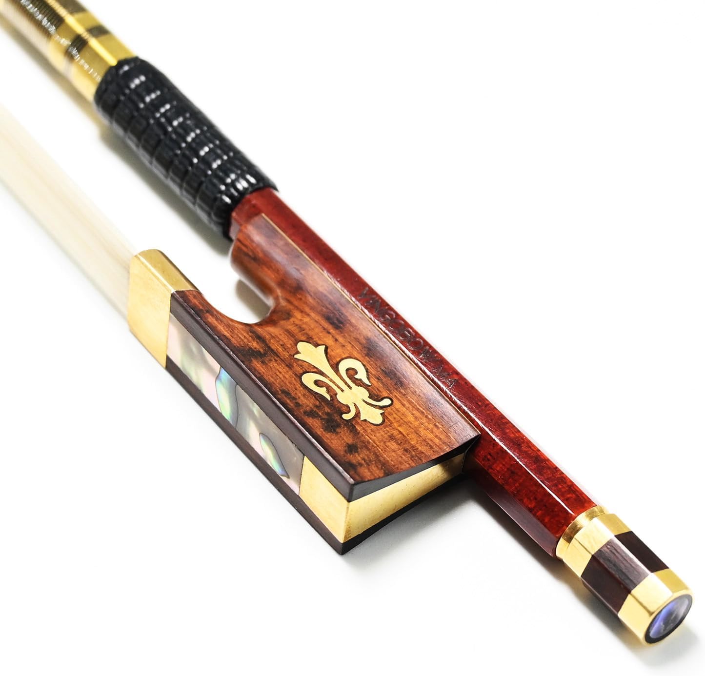 Carbon Fiber Core Hybrid Peranmbuco Skin Violin Bow 4/4 Size VINGOBOW 127V Master Level Fleur-de-lys Snakewood Frog 4 4 Full Straight Premium Natural Horse Hair for Porfessional Player …