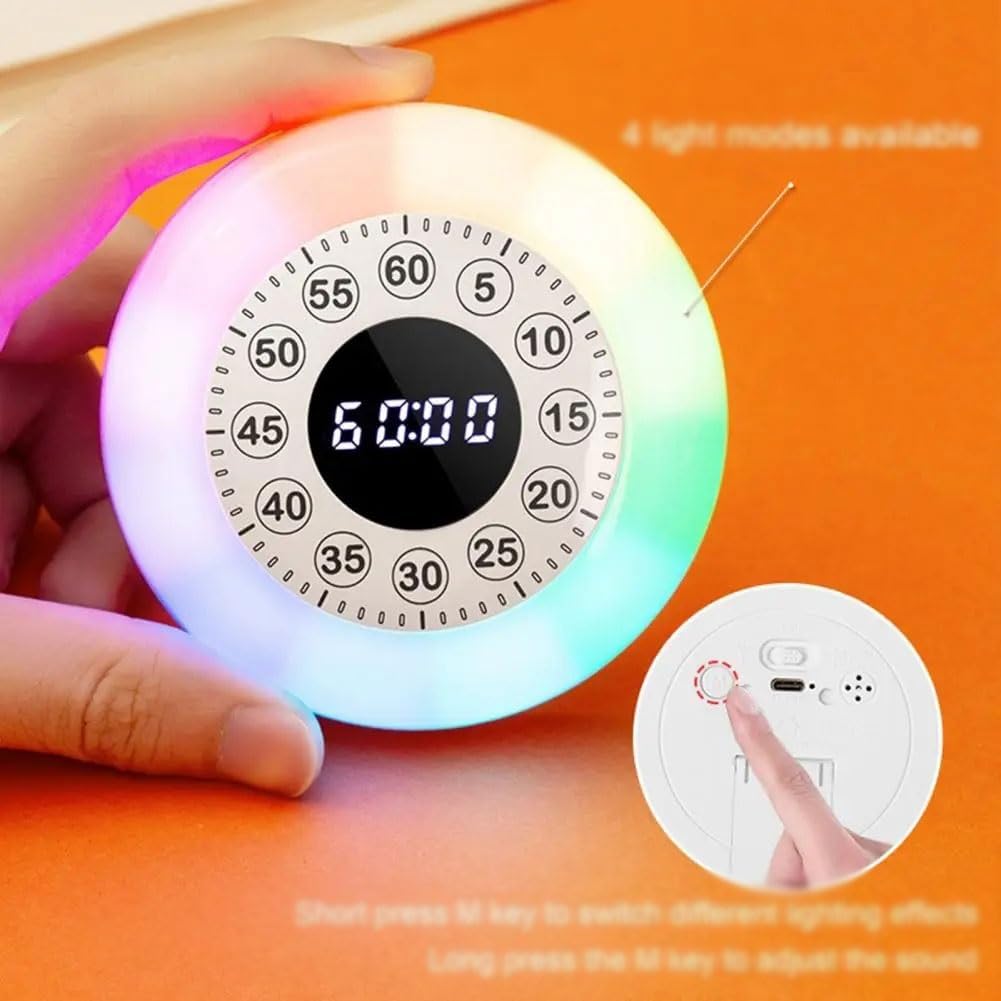 Rechargeable Visual Timer with RGB Light Countdown Clock Adults Time Management Tool