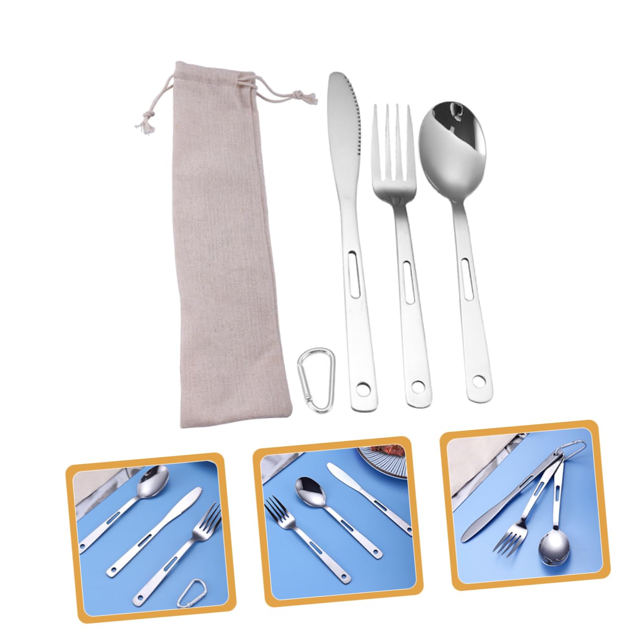 BESPORTBLE Vajilla Portátil Camping Acero Inoxidable Tenedores Cucharas Completo Duradero