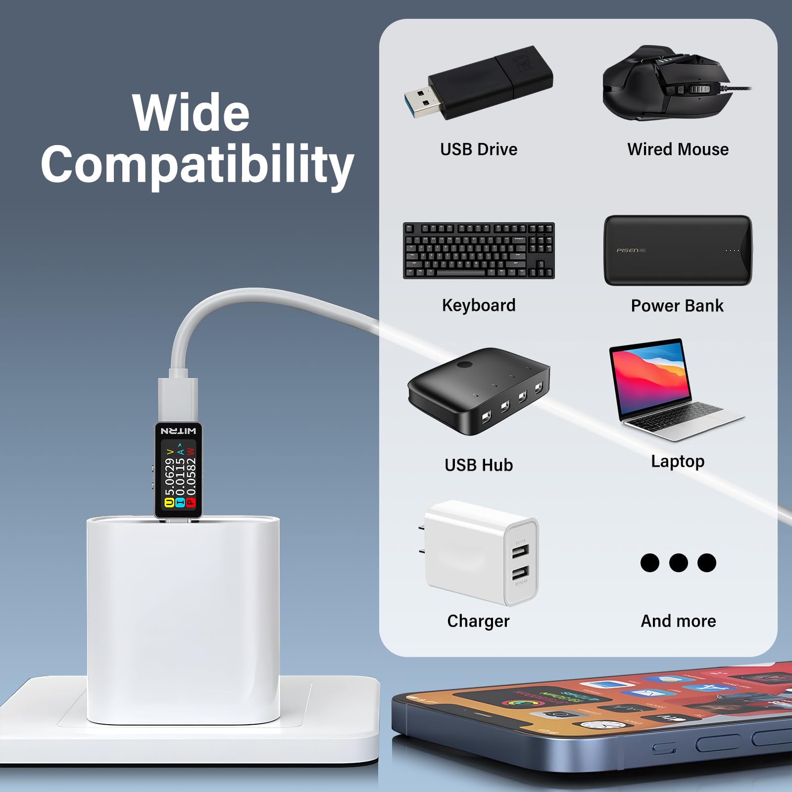 diymore Tester USB C z wyświetlaczem, 4-28 V 0-10 A, miernik prądu USB Typ-C, multimetr, tester kabli USB PD, woltomierz, miernik mocy, miernik pojemności, sprawdzacz napięcia, detektor wydajności