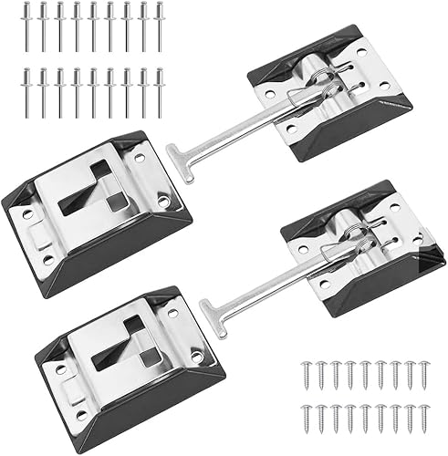 Wuidail 2 soportes para puerta de autocaravana, acero inoxidable 304, más grueso, estilo T, pestillo para puerta de entrada, para caravana, remolque