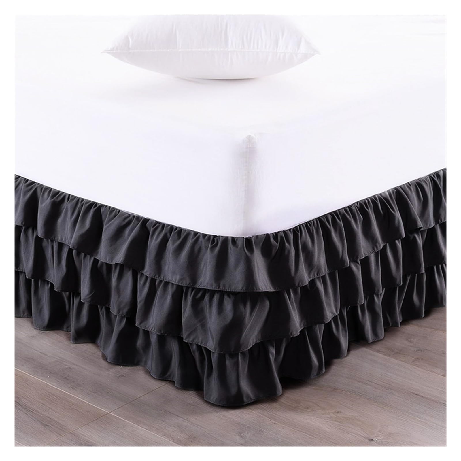 Mantovana Per Letto Matrimoniale Con Angoli Divisi – Nera, 99x190 Cm – Gonna Letto Con Volant E Goccia 35,6 Cm - 3