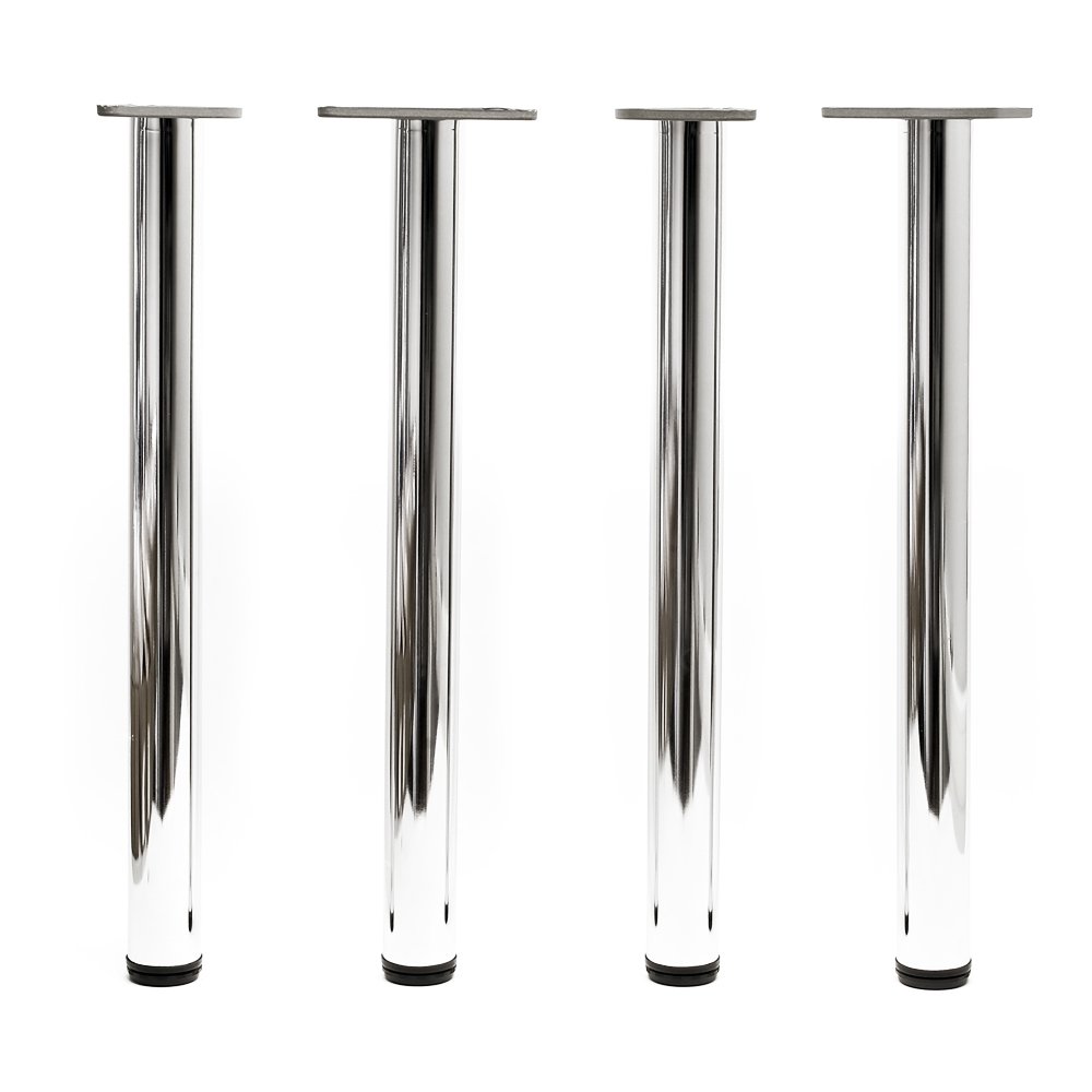 Wiltec Set 4 gambe per tavolo regolabili in acciaio inox cromato Ø 60mm 870mm Piedi per mobili
