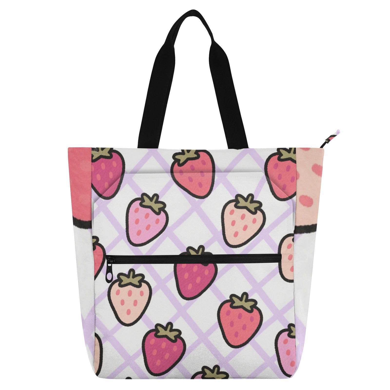 Bolsa de mano para niños y estudiantes con divertido diseño de fresas 8