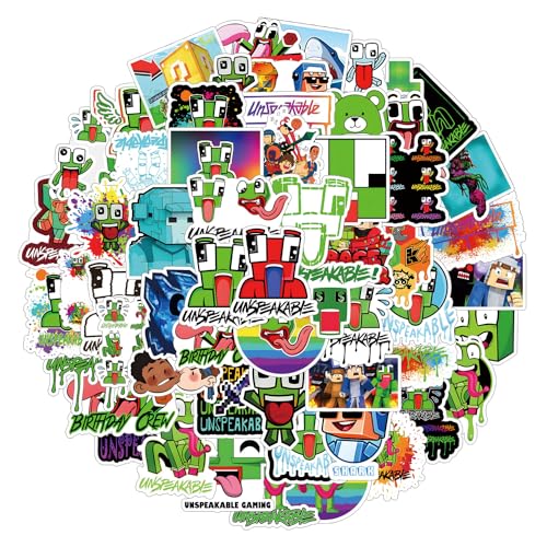 62Pcs Unspeakable Stickers Pack, Game Aesthetic Vinyl Waterproof Sticker Decal for Water Bottle,Laptop,Phone,Skateboard,Scrapbooking for Kids Teens Adults for Party Supply Decor