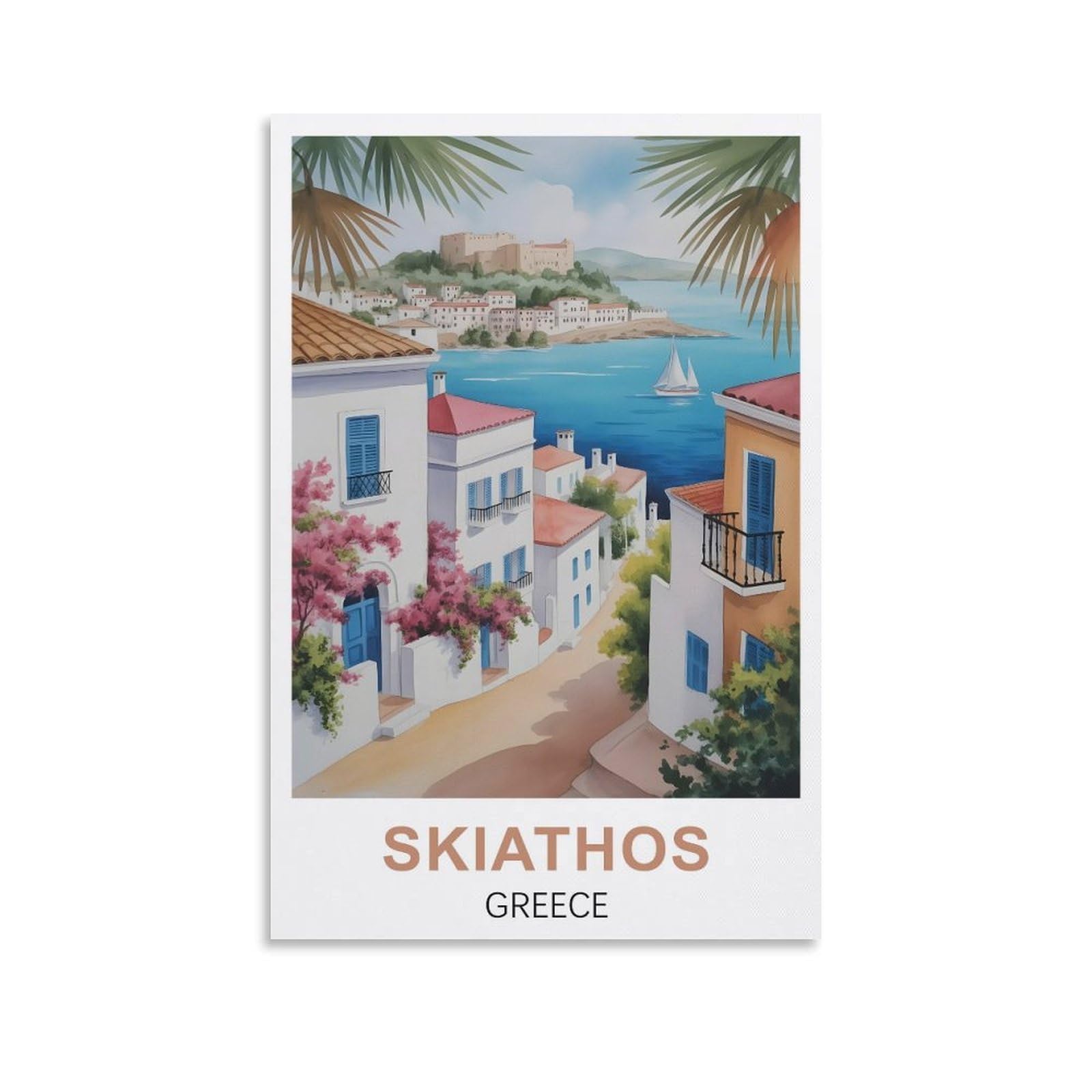 Ezmlfa S254 Diamond Painting Kits For Adults,Skiathos Greece Diy Crystal Embroidery Gifts,Diamond Art Craft,For Living Room Home 50X60cm