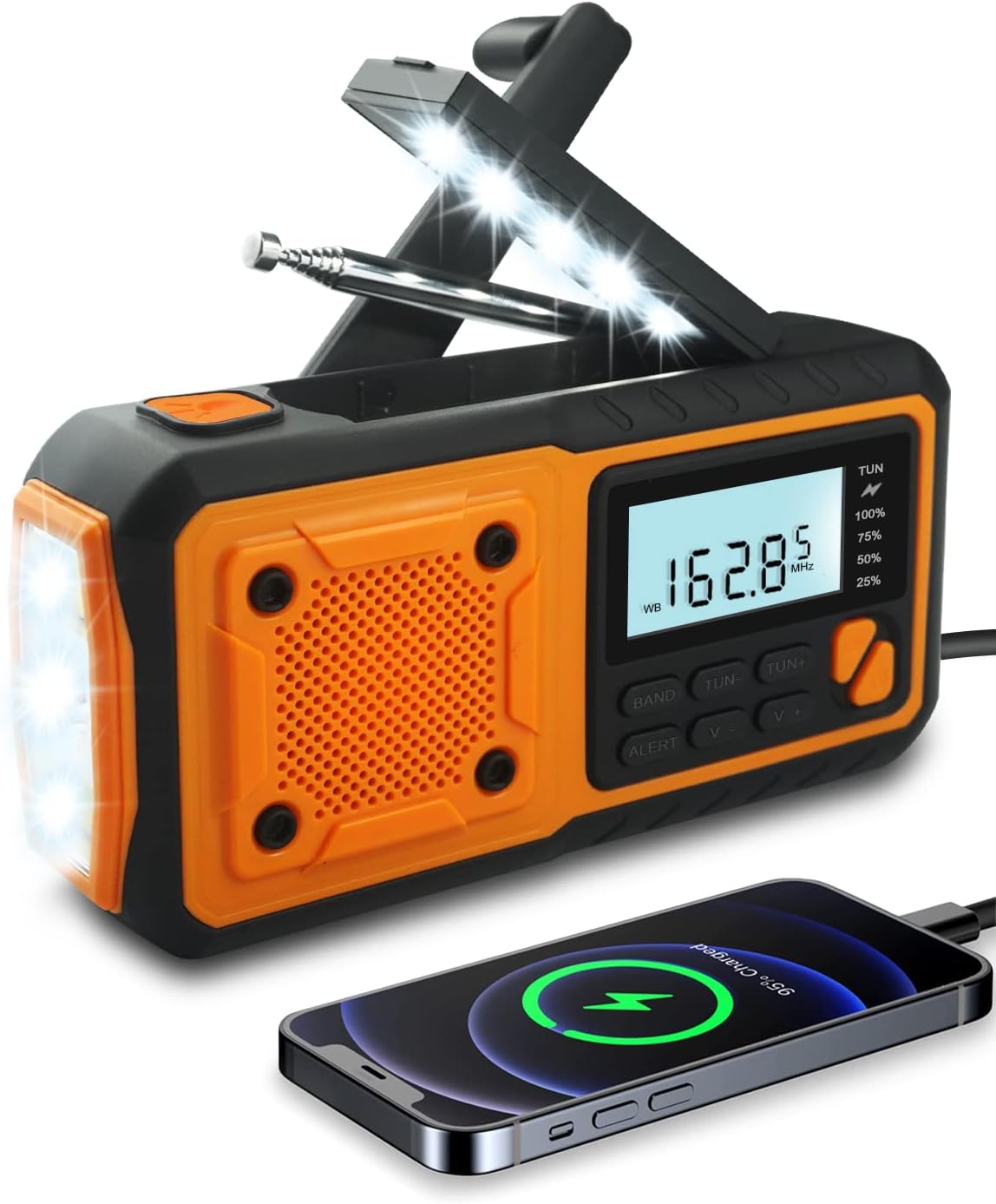 2023 Newest Emergency Radio, 4000mAh Power Bank Solar Hand Crank Radio, AM/FM/WB/NOAA and Alert Portable Weather Radio, Multifunctional SOS Alarm Survival Radio with Flashlight for Outdoor Home