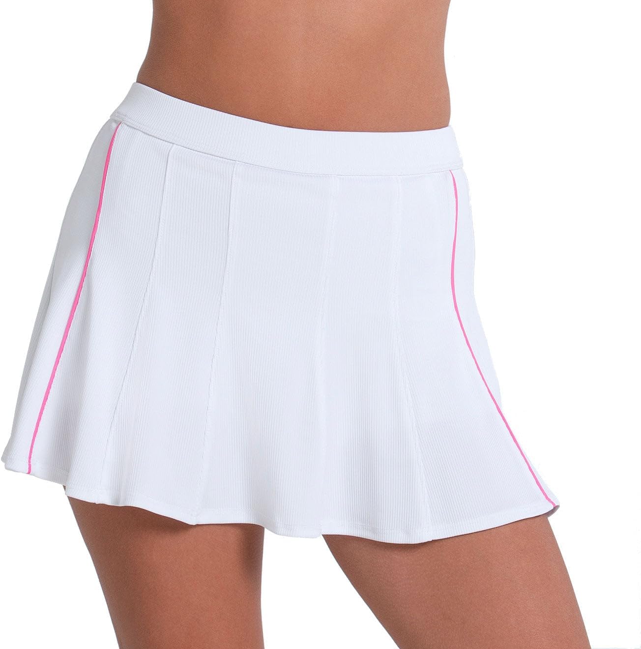 Lucky In Love Multi Gore Womens Tennis Skirt - White/Taffy/L