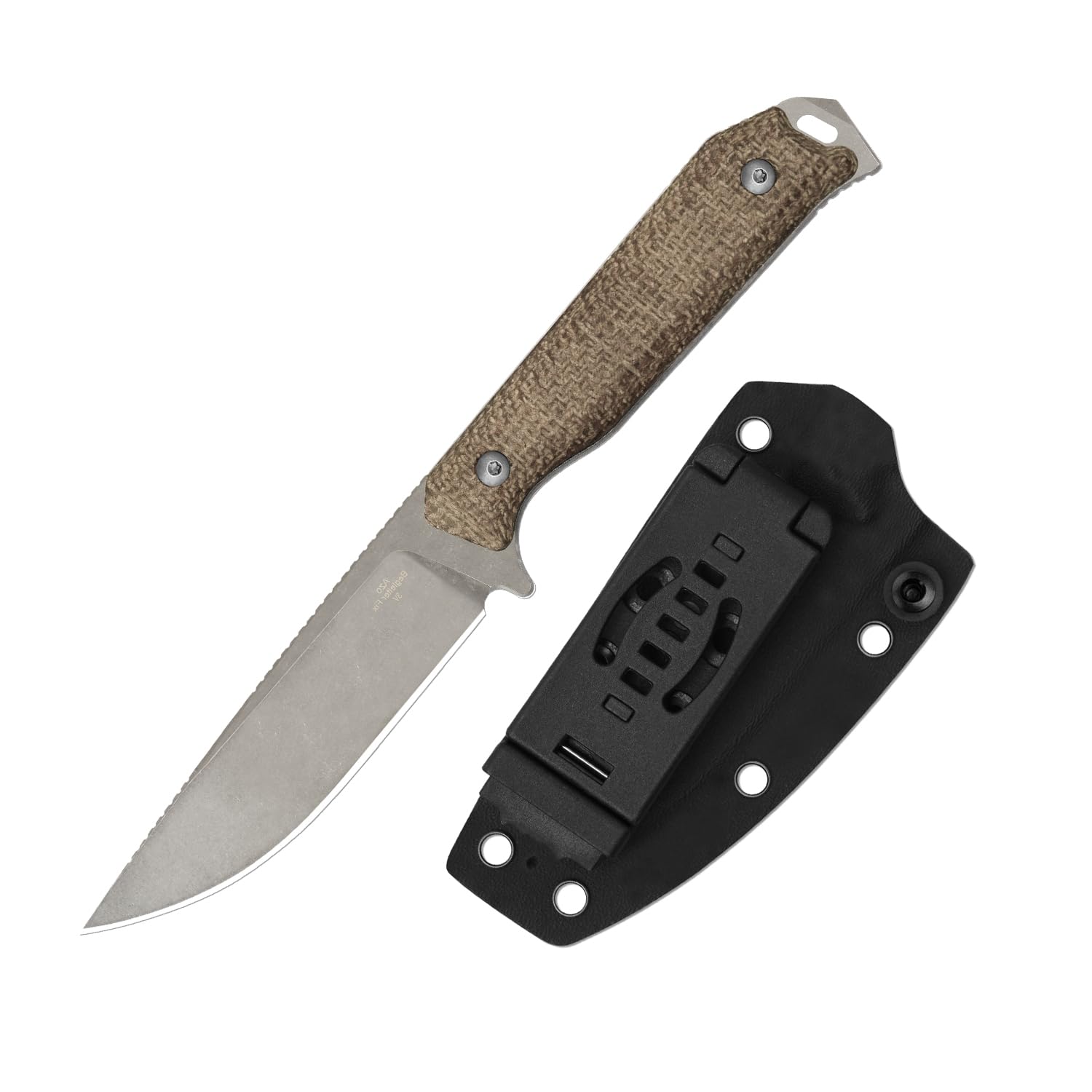 Kizer Begleiter Fix Fixed Blade Knife, 3.78" Drop Point 3V Hunting Knife | Brown Burlap Micarta Handle, Hollow Grind, Fixed Blade EDC Knife with Kydex Sheath for Camping Hunting Survival 1045MD1