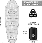 Northroad Mummy Sac de couchage 14-59 ℉, 3 Chaud de saison & Temps frais, Printemps d'hiver Automne léger étanche Sac de couchage lavable pour le camping Randonnée - bleu