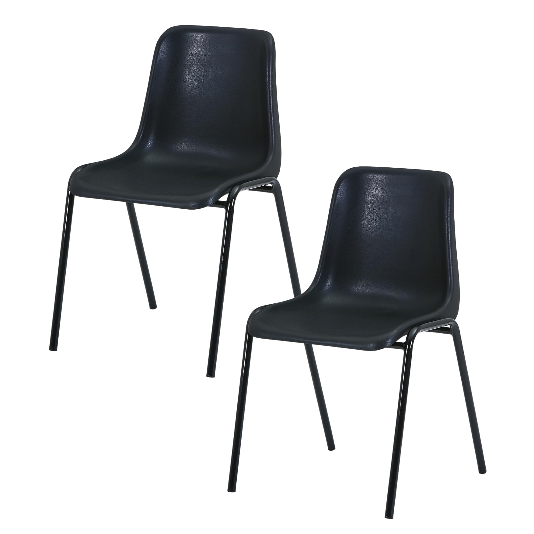 Durabull Black Plastic Stacking Chair - Indoor/Outdoor Seating for Home, Office, Classroom, Restaurant & Commercial Use - Steel Frame & Ergonomic Seat