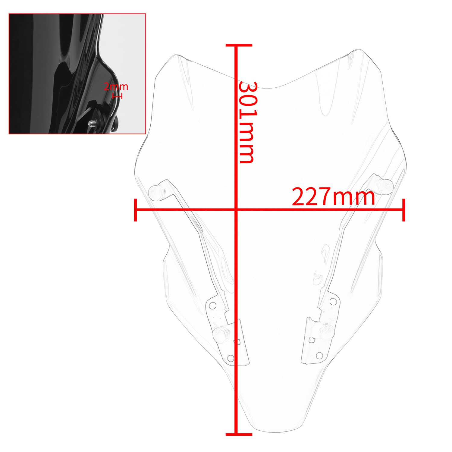 Parabrisas de Moto, Parabrisas, mosquitera, Deflector de Pantalla de Viento, Protector Pare-brise con Soporte, carenado Frontal para MT07 FZ07 MT FZ 07 MT-07 FZ-07 2021 2022 2023 (Humo)