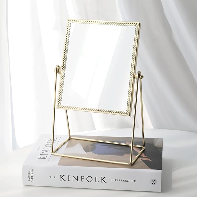 Espejo de maquillaje rectangular dorado LONGSHENG miniatura 4