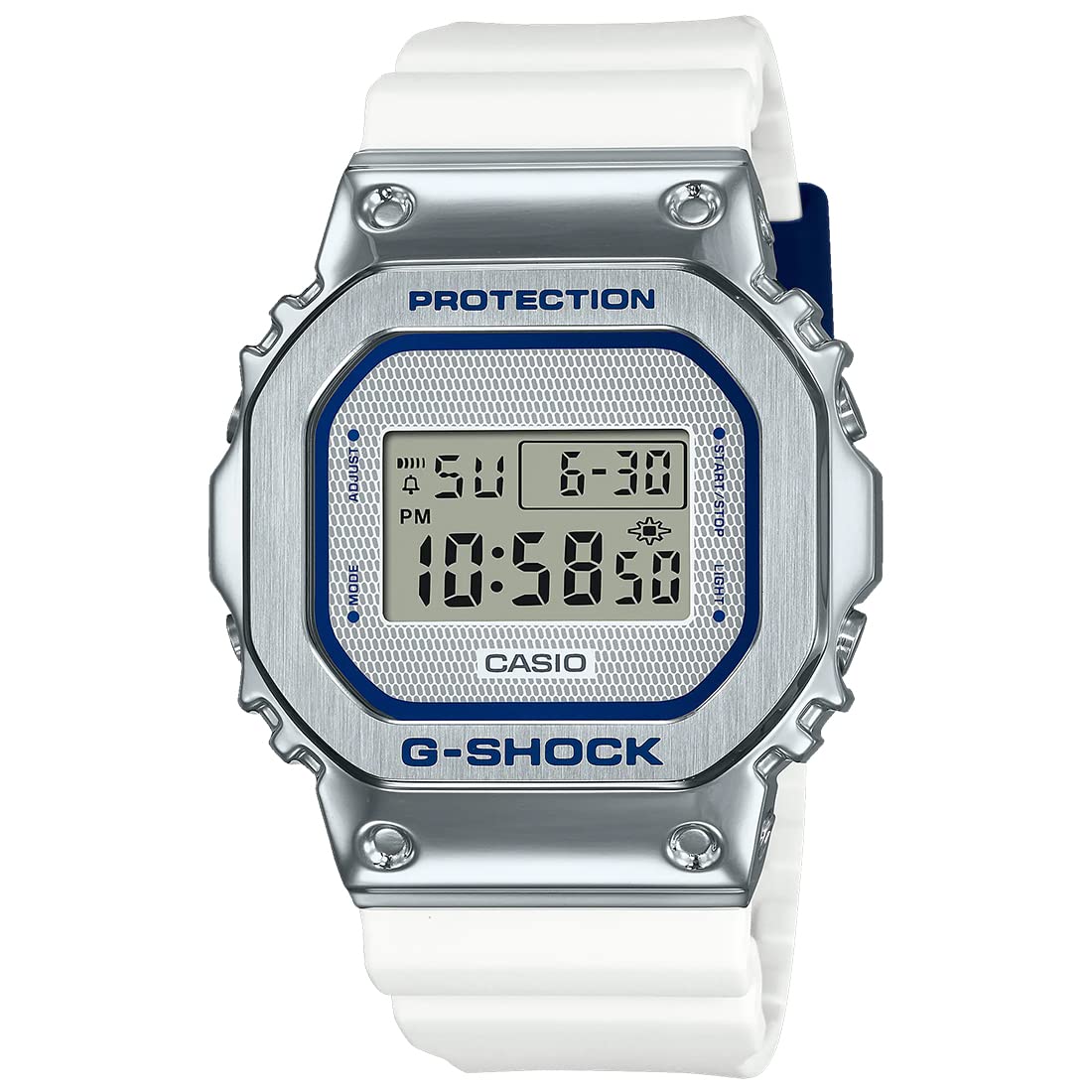 Casio G-Shock GM-5600LC-7DR Metal Bezel Digital Dial White Resin Strap Men's Watch Shock Resistant 200M Water Resistant G1313