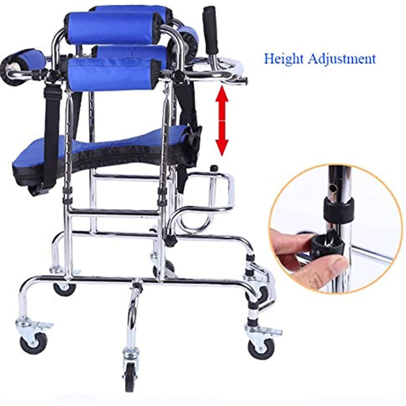 Andador para niños con parálisis cerebral Andador para personas con parálisis cerebral Andador de rehabilitación portátil con asiento ajustable en altura, aluminio ligero