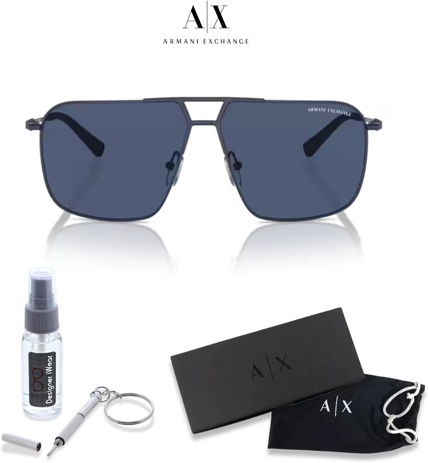 Armani Exchange AX2050S Aviator Sunglasses for Men +BUNDLE with ACCESSORY EYEWEAR KIT - Image 2