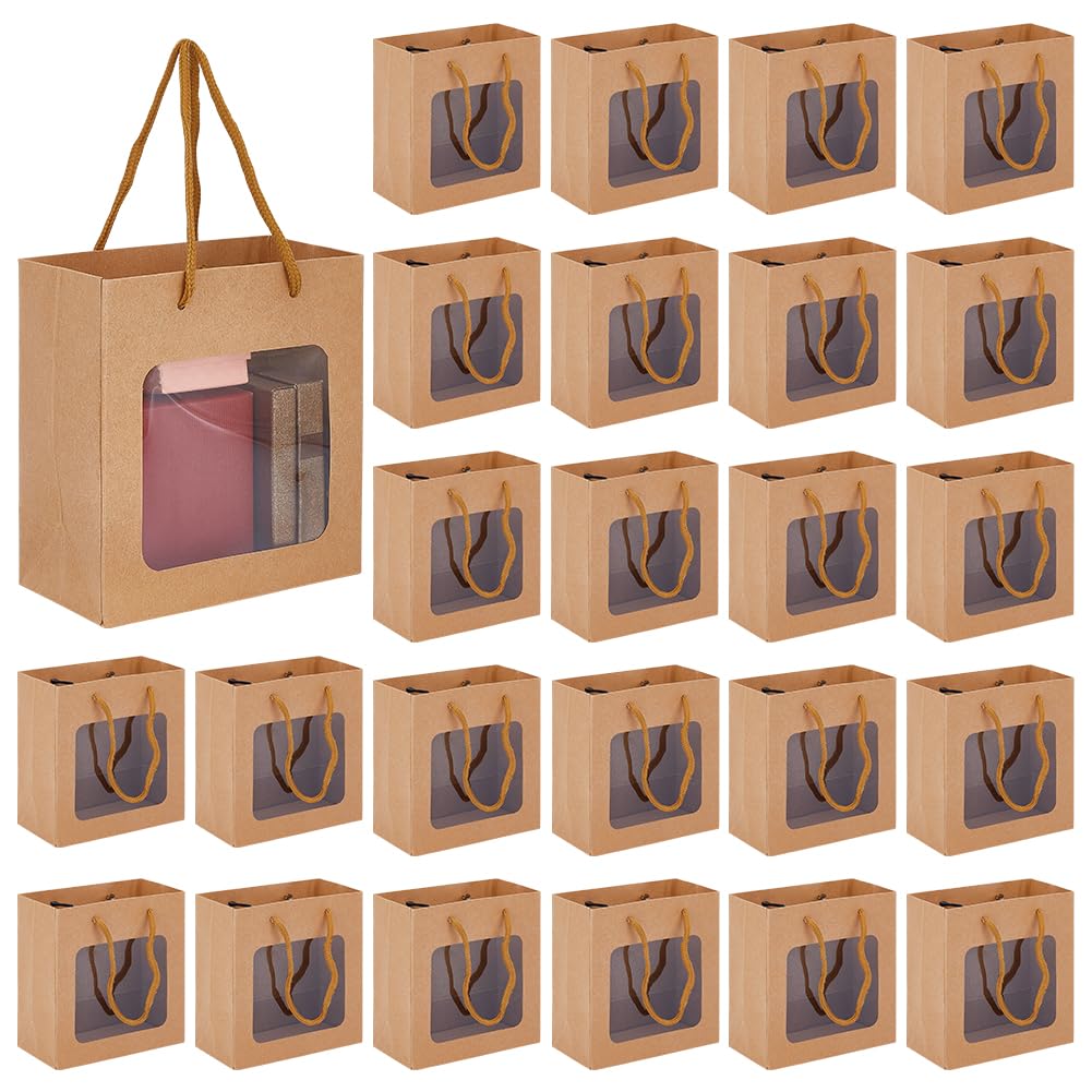 BENECREAT 30 pz Sacchetti Regalo con Manici, BurlyWood, 14x7.1x14.9cm