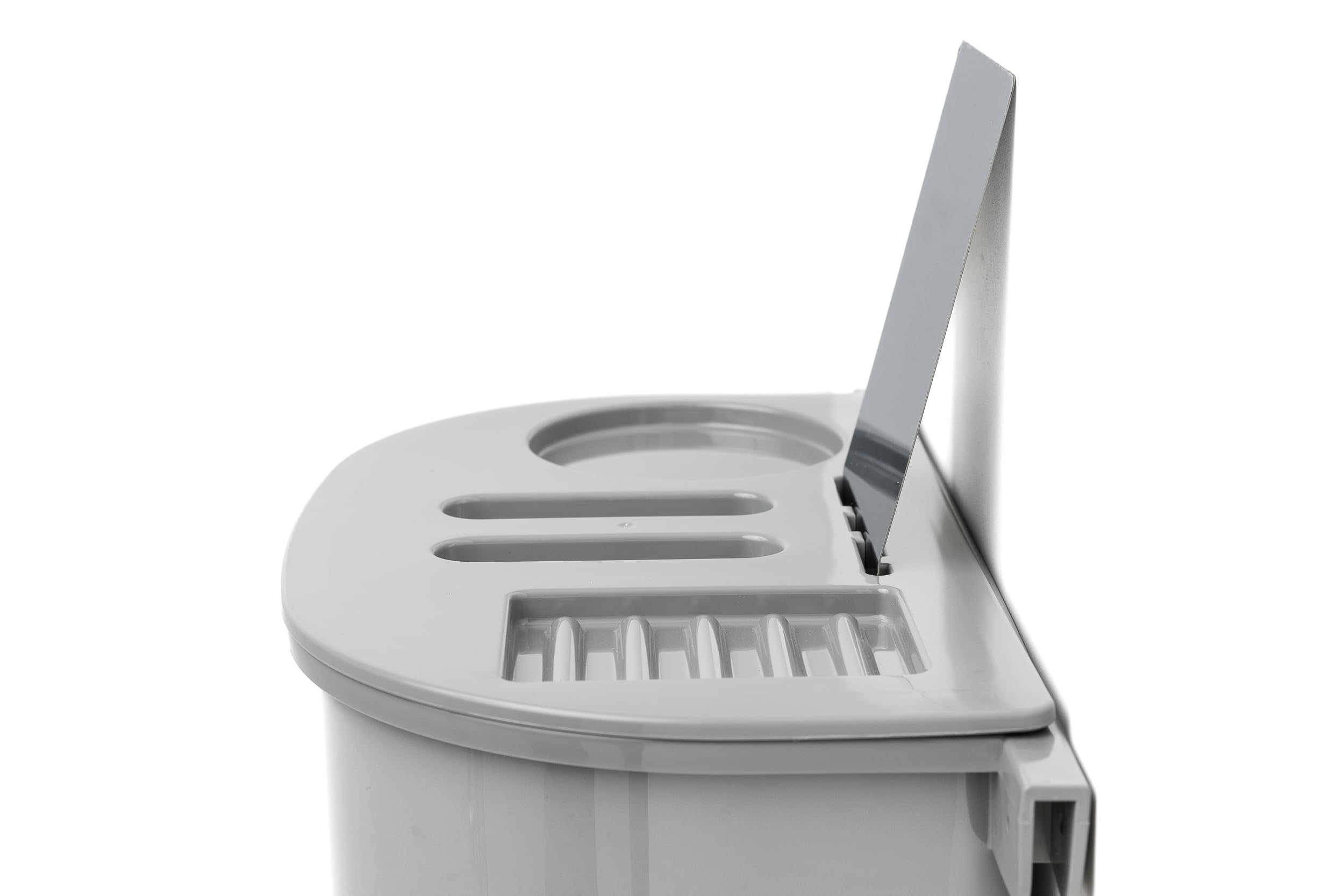 Wasserbehälter 10 l mit Deckel als Ablagefunktion und gratis Spiegel für Handwaschbecken Toilette Camping Keller Garten Baustellen WC, Made in Europe