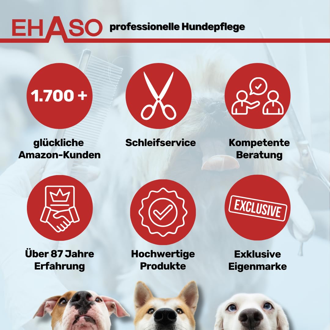 EHASO Premium Pfotenschere 17 cm Rundspitze für Hunde | Abgerundete Schere, Gebogene Klinge, Klein und Prä