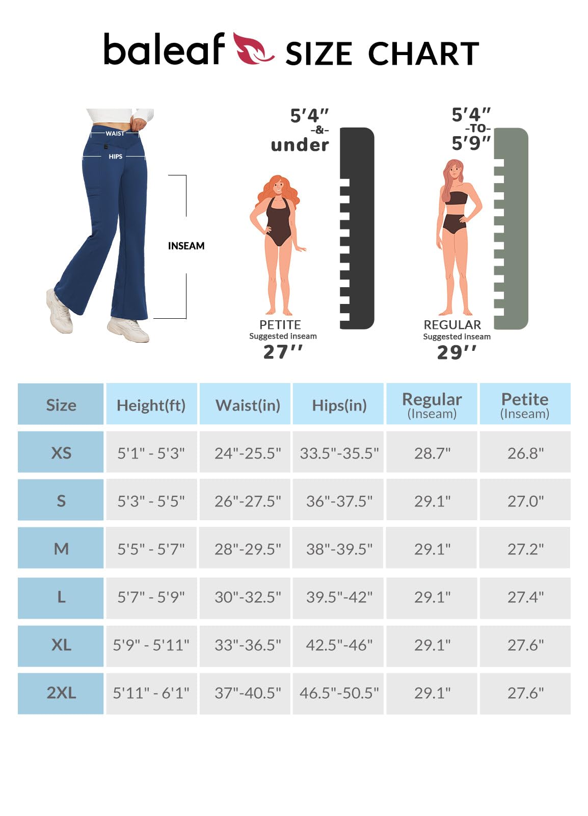 baleaf Pantalon Thermique pour Femme avec Poches randonnée, imperméable Coupe Bootcut Chaud d'hiver Cardamome Bleu Manche XL